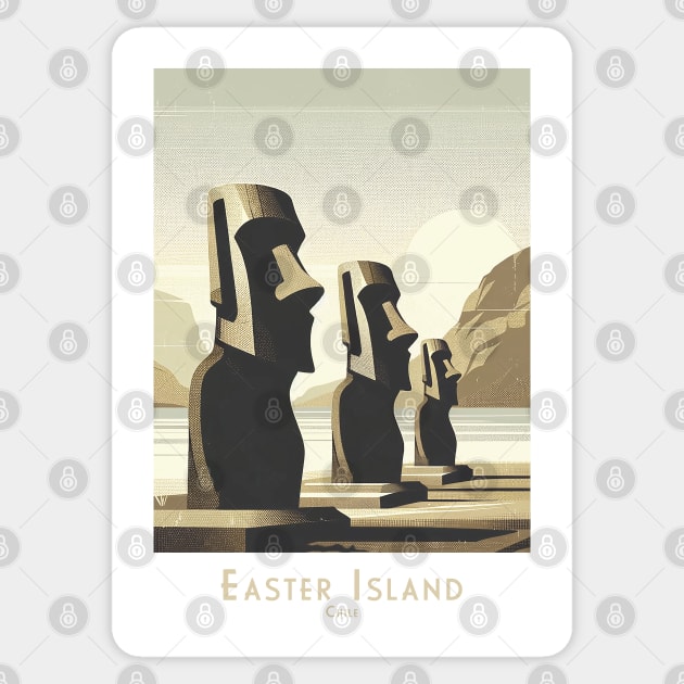 Mystical Easter Island Moai Statues in Chile Sticker by POD24